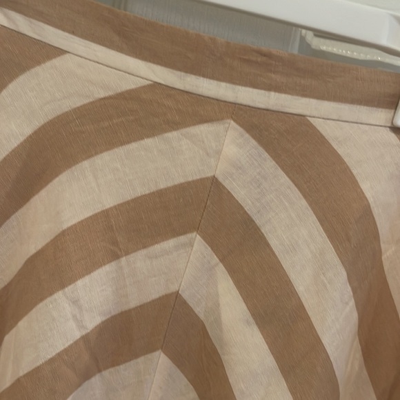 Zara Linen Creme & Tan Chevron long Skirt SZ large - Picture 2 of 5